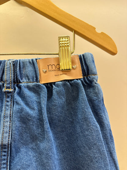 Shorts-Saia Infantil Jeans com Laços - Momi
