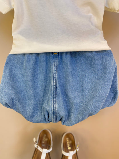 Conjunto Infantil Blusa Minnie Tennista Gola Rosa e Azul e Saia Jeans Elástico Style Minnie - Animê