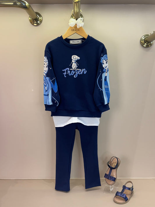 Conjunto Infantil Blusa de Moletom Frozen e Calça legging - Animê