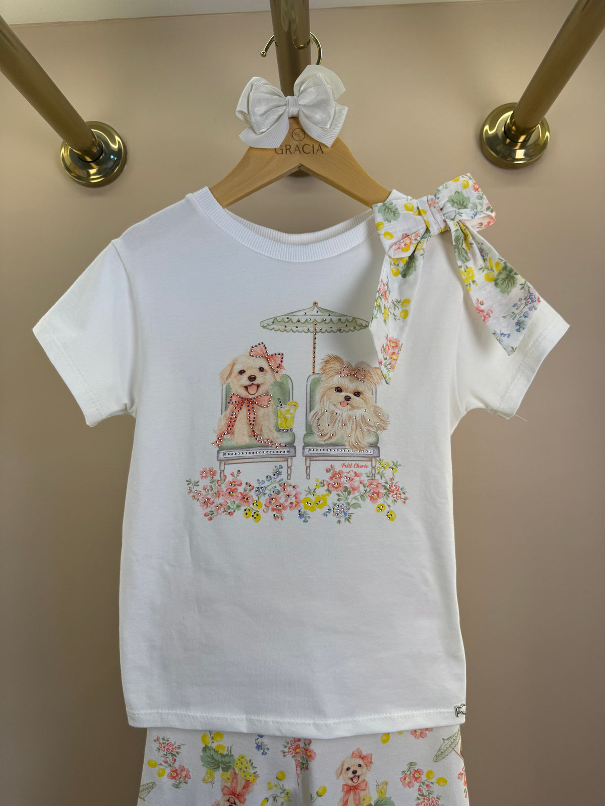 Conjunto Infantil Blusa Laço Maxxi Lateral e Shorts Legging - Petit Cherie