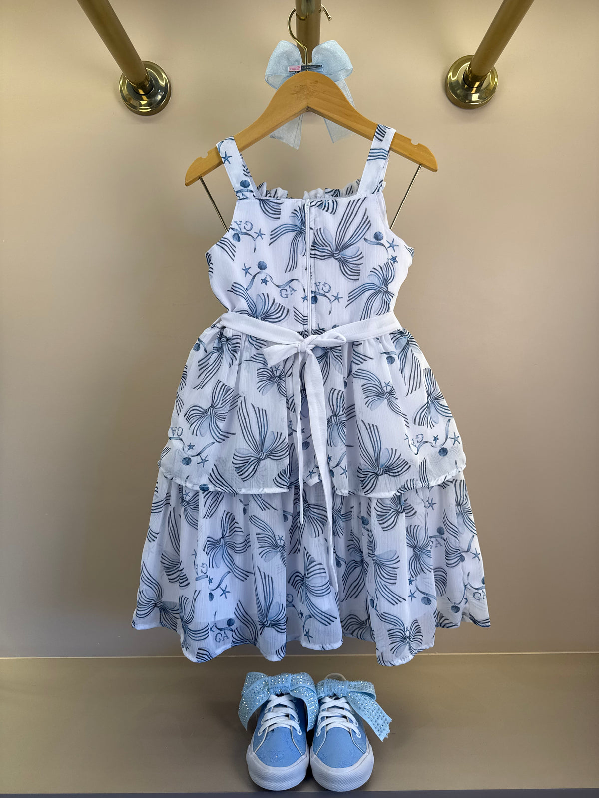 Vestido Infantil Musseline Em Camadas Estampa Sonhos À Beira Mar - Gabriela Aquarela