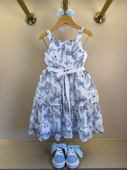 Vestido Infantil Musseline Em Camadas Estampa Sonhos À Beira Mar - Gabriela Aquarela