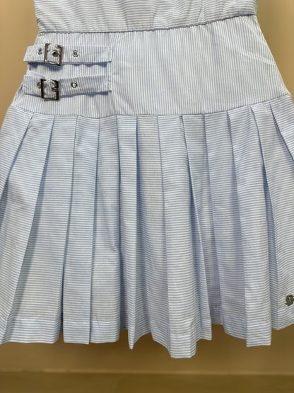 Vestido Teen Pregas Amarração Ombro e Fivelas Laterais - Two In
