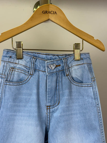 Calça Infantil Wide Leg Jeans Claro - Luluzinha