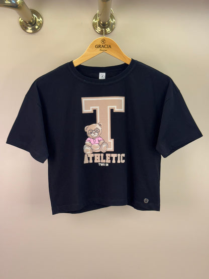 Conjunto Teen Camiseta Oversized e Saia-Shorts com Tachas Preta - Two In