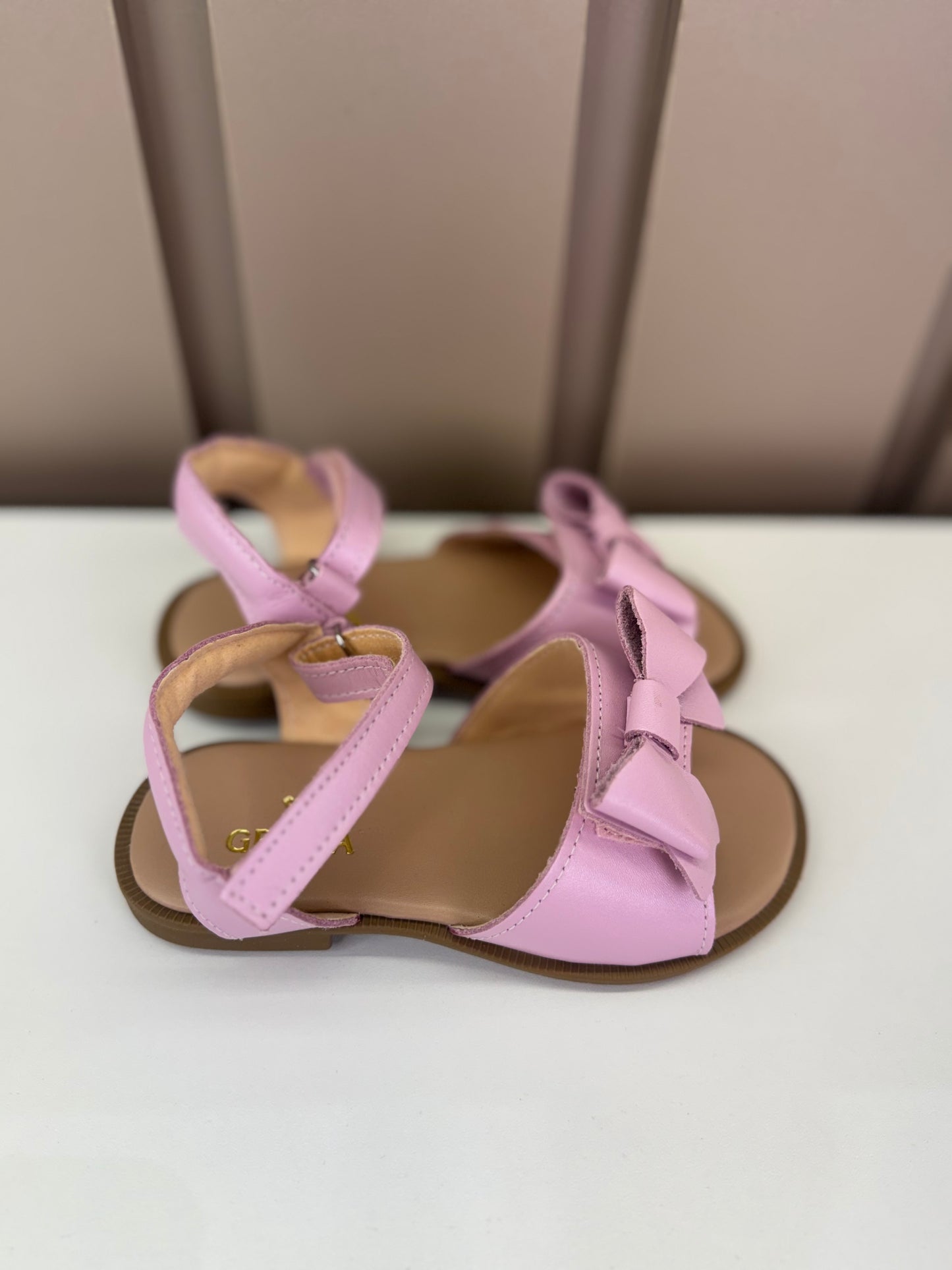Sandália Infantil Manu Laço Velcro Rosa Perolado - Gracia