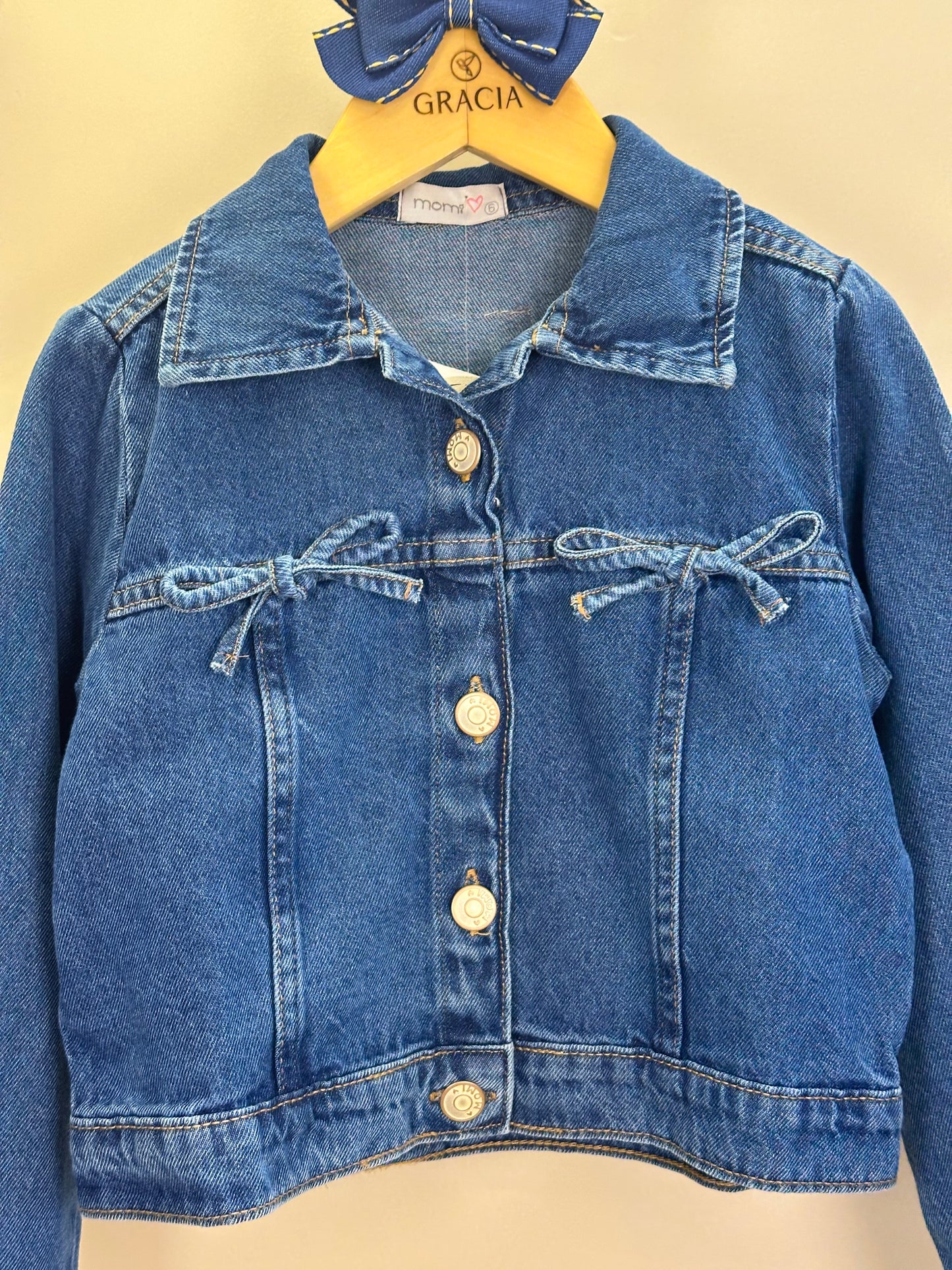 Jaqueta Infantil Jeans com Laços - Momi
