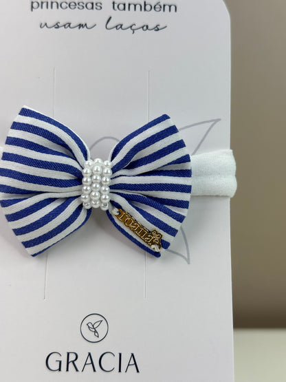 Faixinha Bebê Listras Navy Pérolas - Roana