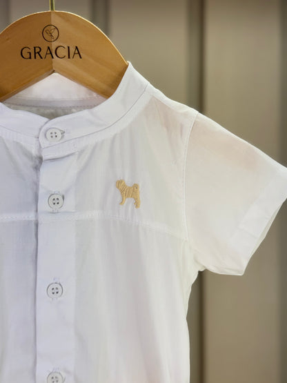 Conjunto Bebê Body-Camisa e Bermuda Oxfordine - Charpey