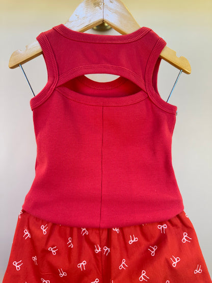 Conjunto Infantil Regata Strass Bordados e Short Lacinhos - Pituchinhus