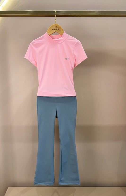 Conjunto Infantil Blusa Malu Hug Ballet Rosa e Calça Bailarina Malu Ballet Cinza - Siri Sport