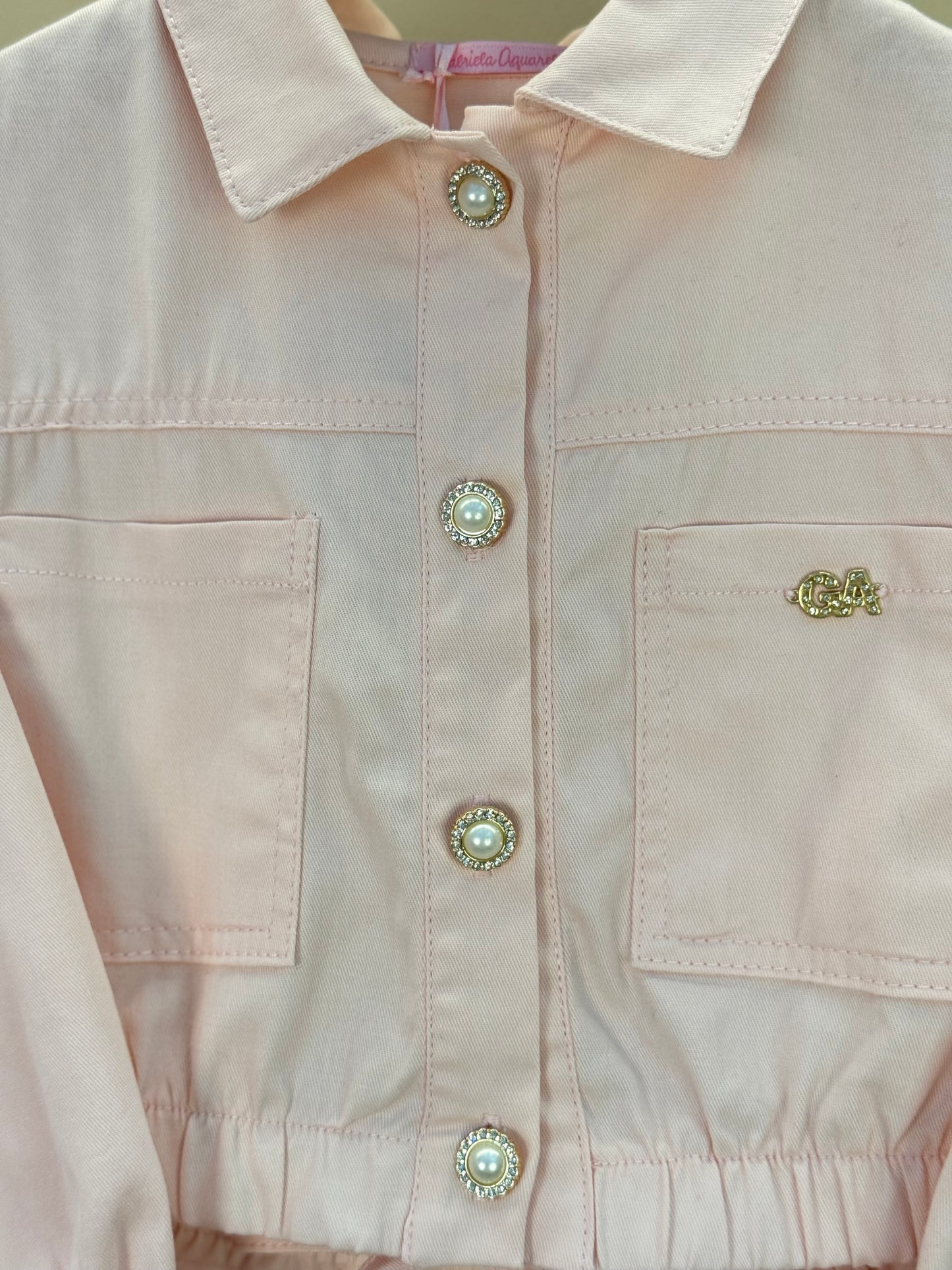 Conjunto Infantil Jaqueta Bomber e Calça Jogger Sarja Rosa - Gabriela Aquarela