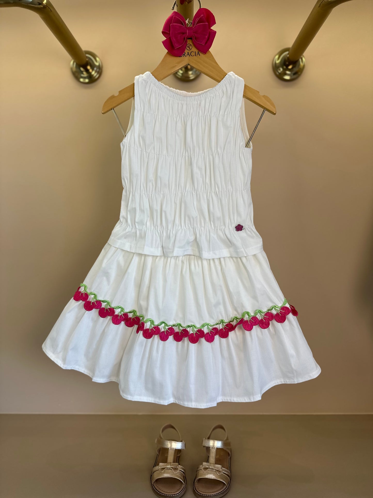 Conjunto Infantil Blusa e Saia Algodão Petit Cerejas - Momi