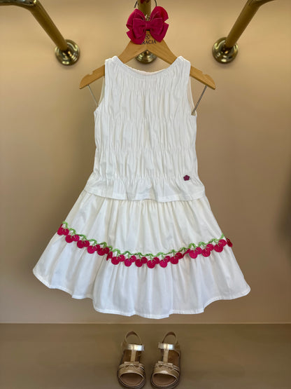 Conjunto Infantil Blusa e Saia Algodão Petit Cerejas - Momi