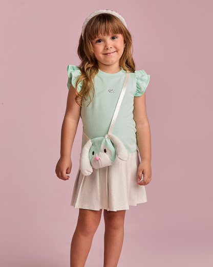Vestido Infantil Comfy com Bolsa de Cachorrinho Acqua - Gabriela Aquarela