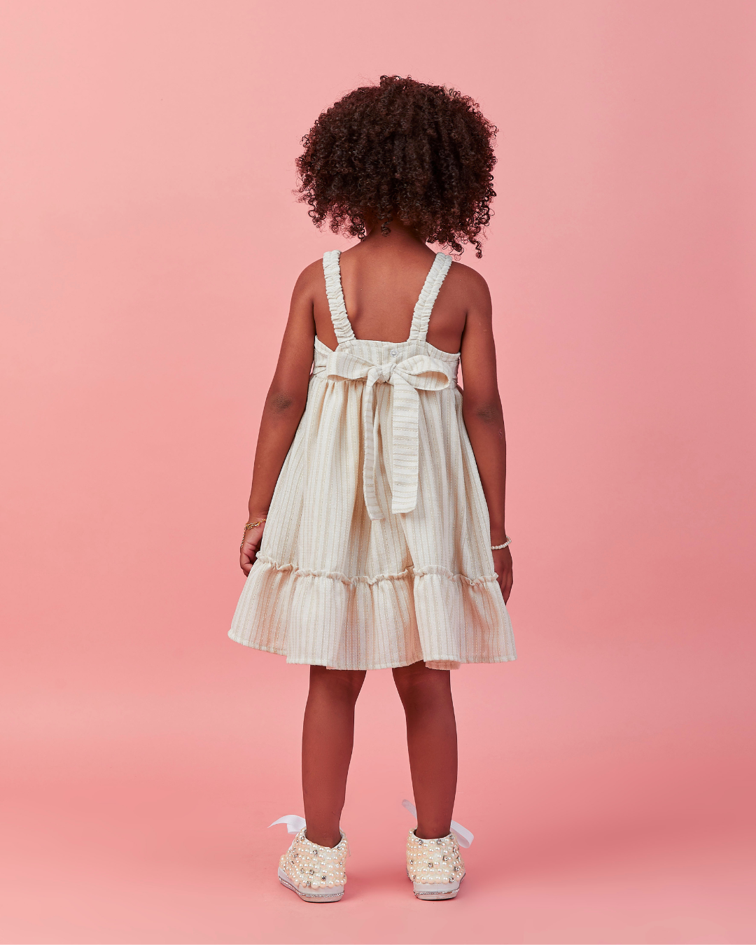 Vestido Infantil Linho com Renda e Laço - Gabriela Aquarela