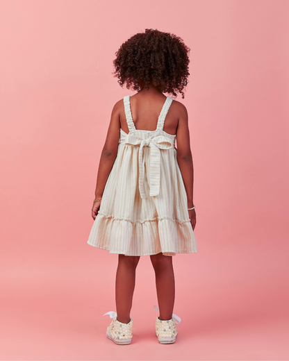 Vestido Infantil Linho com Renda e Laço - Gabriela Aquarela