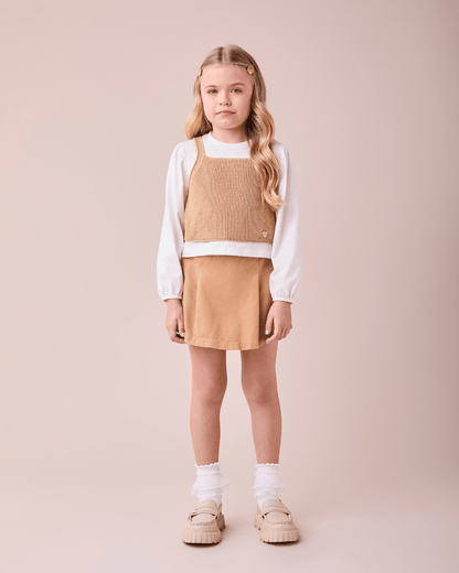 Shorts-saia com Pregas Toffee - Momi - Gracia