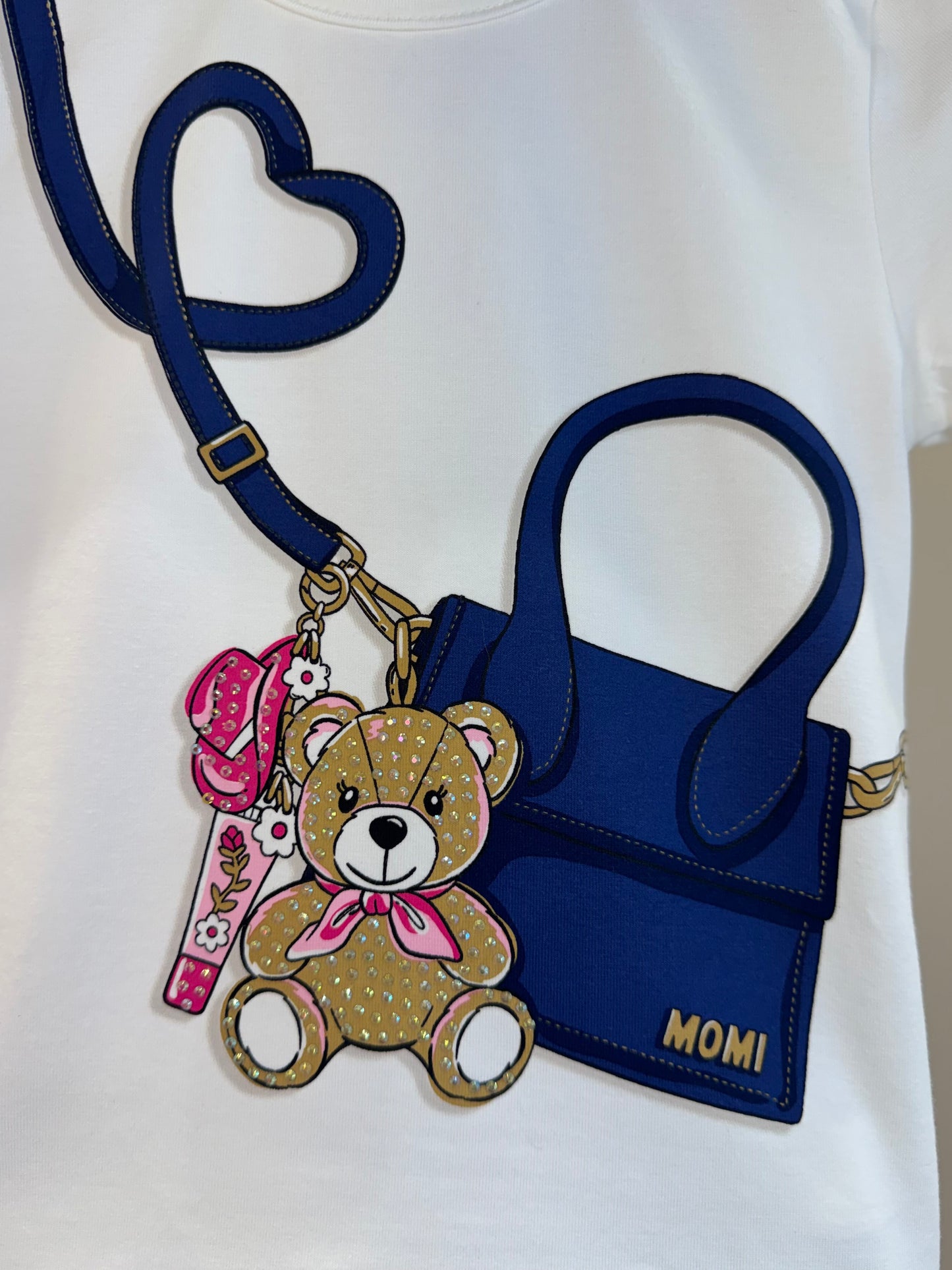 Conjunto Infantil Blusa Ursa Bolsa e Calça Legging Ursinhas Corações - Momi