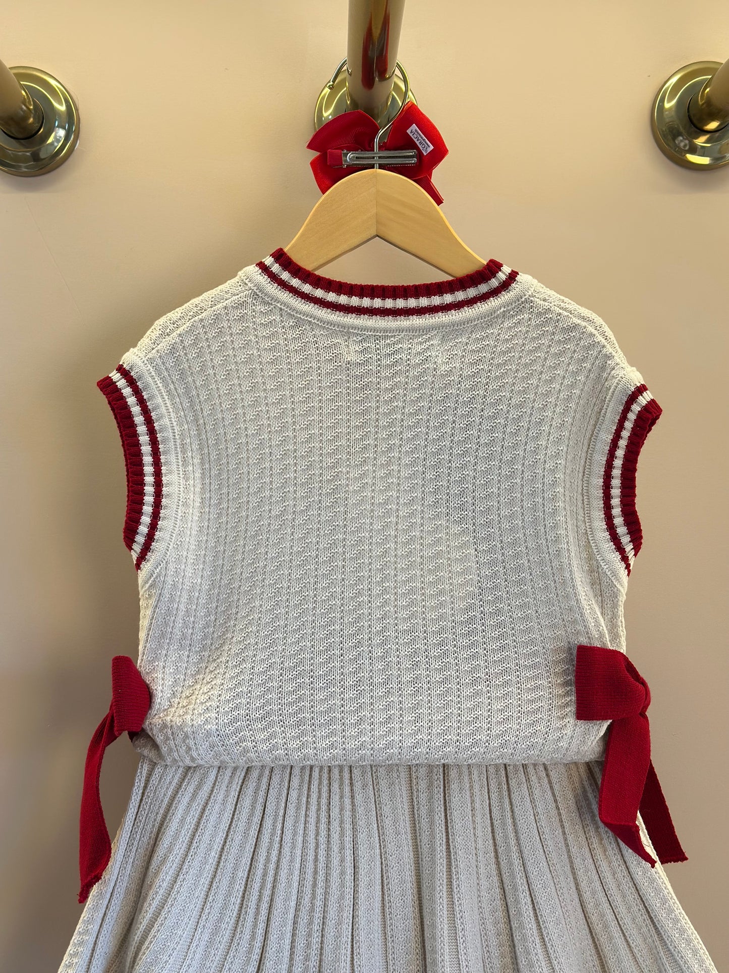 Conjunto Infantil Colete e Saia Tricot Minnie Pérola - Animê