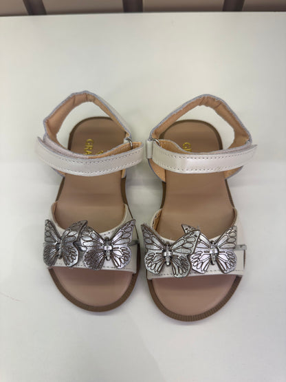 Sandália Infantil Borboleta Prata Branca Perolada - Gracia