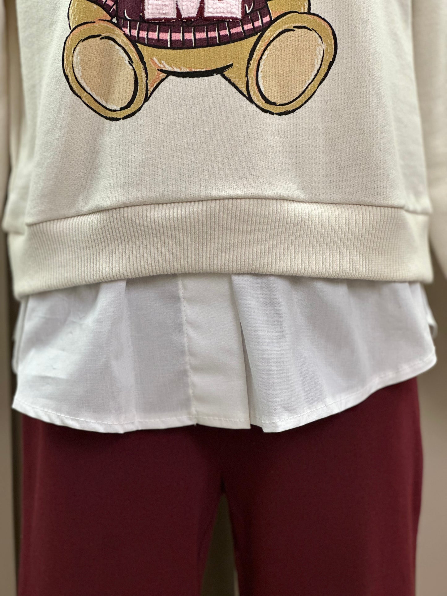 Conjunto Infantil Casaco Bear Team  e Legging Bordô - Momi