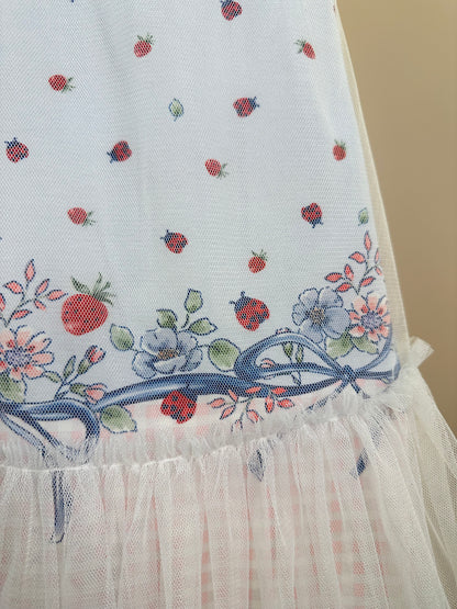 Vestido Infantil Malha Cotton Com Tule Strawberry - Petit Cherie