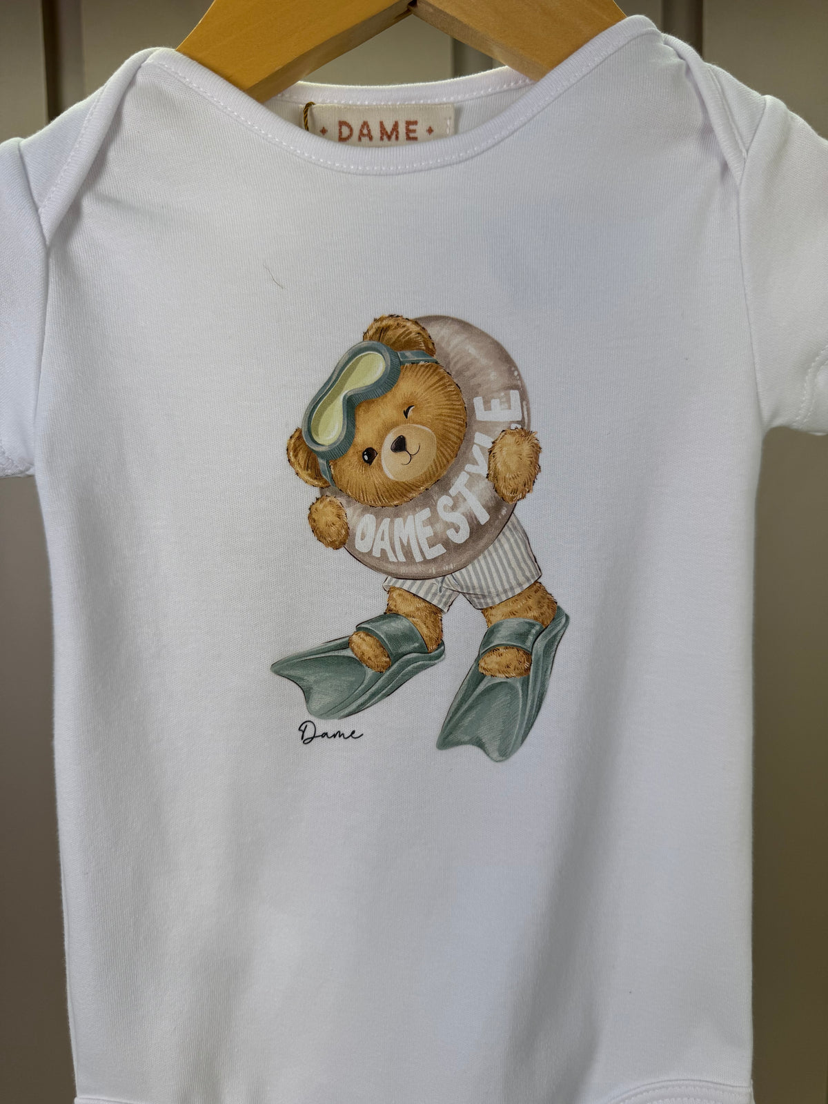 Body Bebê Algodão Egipcio Teddy Boia Branco - Dame