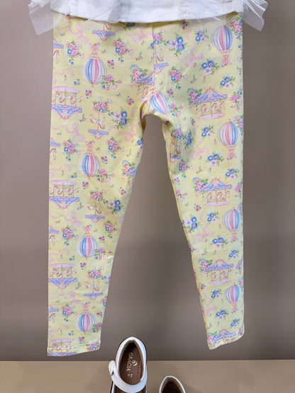 Conjunto Infantil Blusa Strass Em Tule e Calça Legging Estampada - Petit Cherie