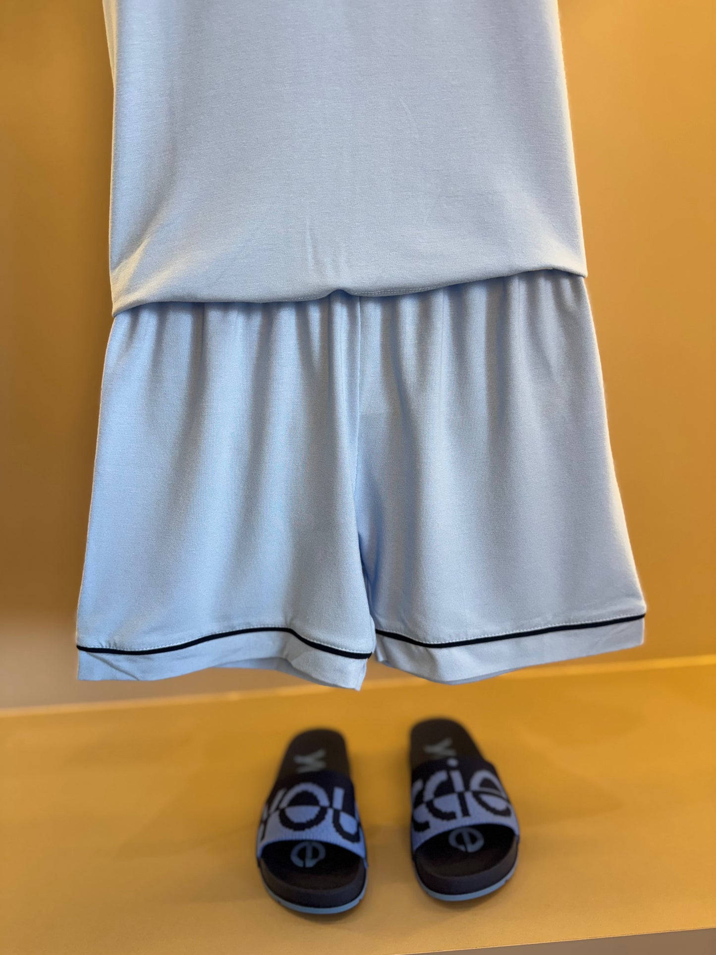 Pijama Infantil Le Basique Blusa MC e Shorts Azul Celeste - Conforteca