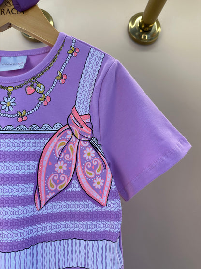 Vestido Infantil Estampa Tricot e Lenço - Momi
