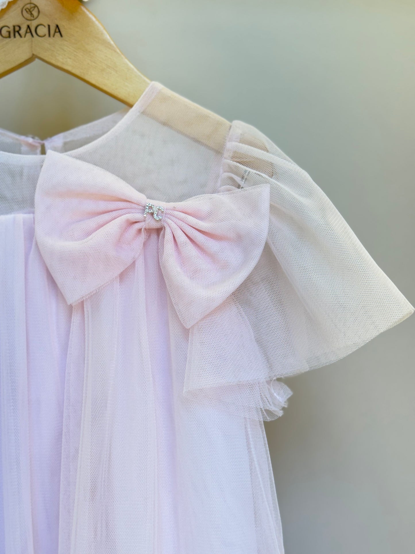 Vestido Infantil Trapézio Tule com Laço - Petit Cherie