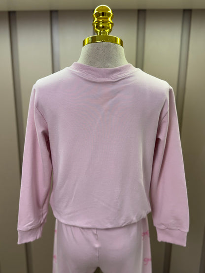 Conjunto Infantil Moletom S Felpa Blusa ML e Calça Miss University Rosa Claro - Beabá