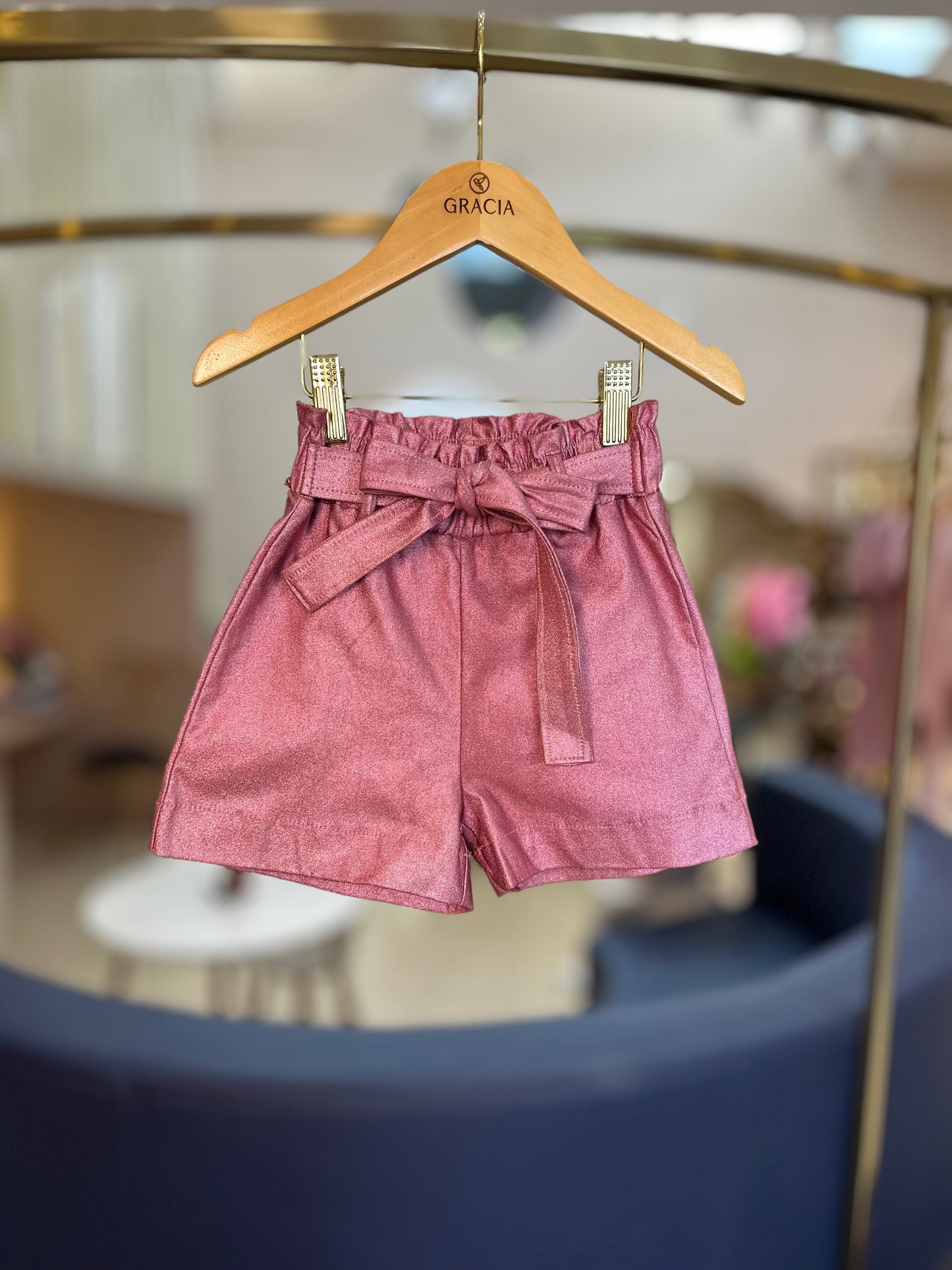 Shorts Infantil Metalizado Clássico Rose - Animê