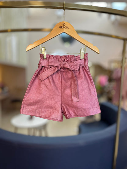 Shorts Infantil Metalizado Clássico Rose - Animê