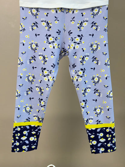 Conjunto Infantil Blusa Mangas Tule e Calça Legging Estampada - Petit Cherie