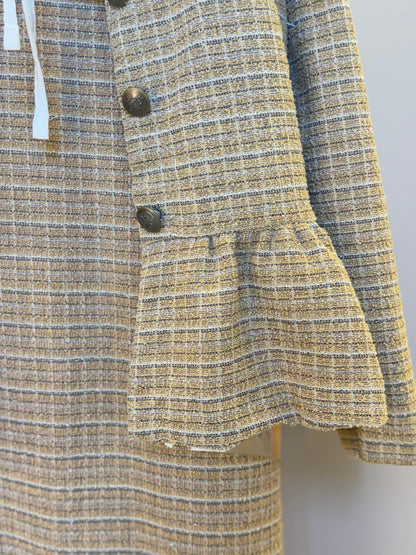 Vestido Infantil no Tweed com Casaco Tweed Bege - Animê