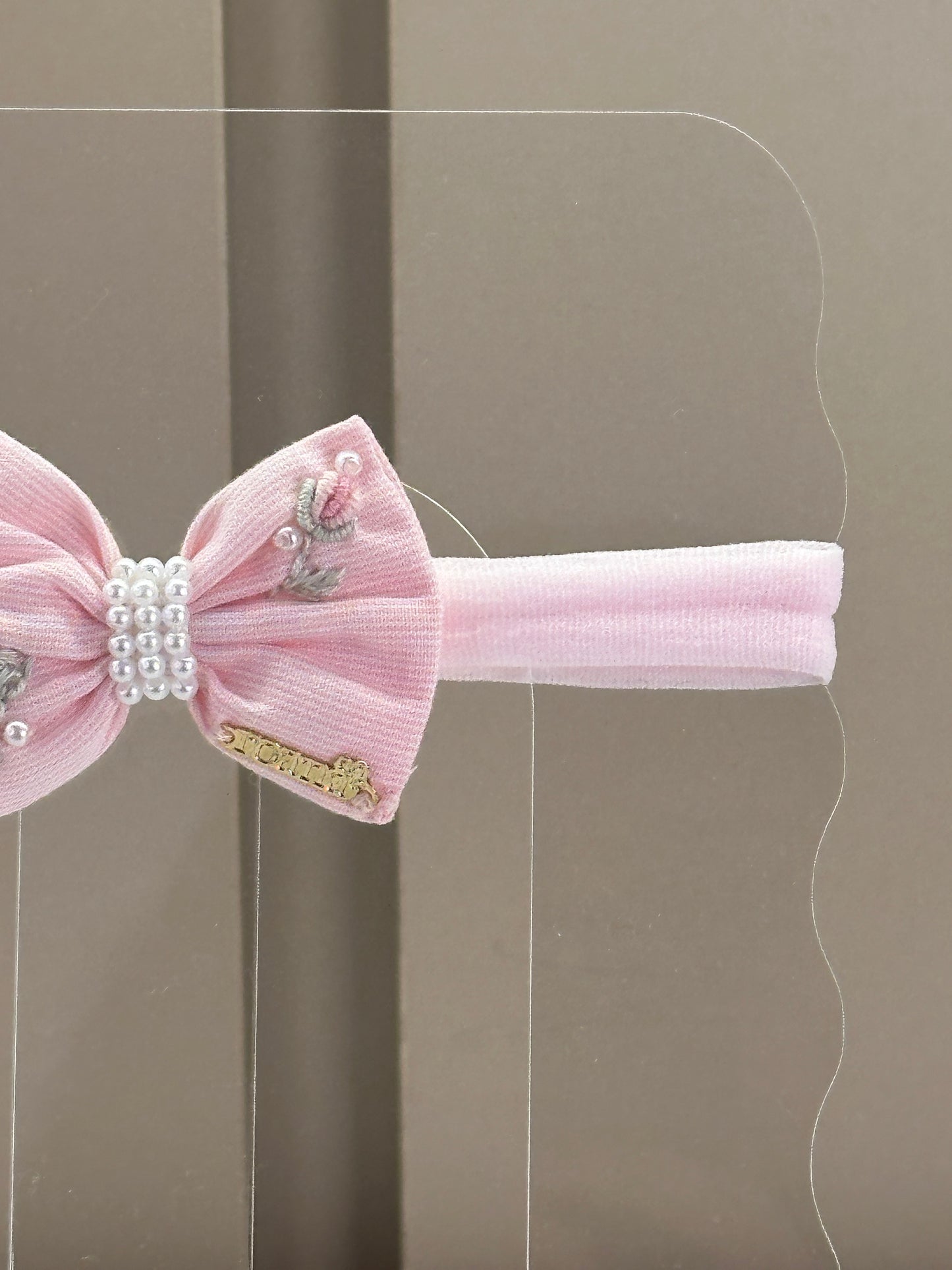 Faixa Bebê Pérolas Bordadas Rosa - Roana