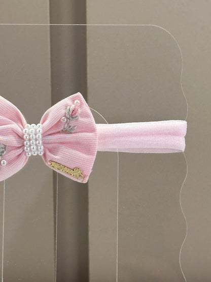 Faixa Bebê Pérolas Bordadas Rosa - Roana