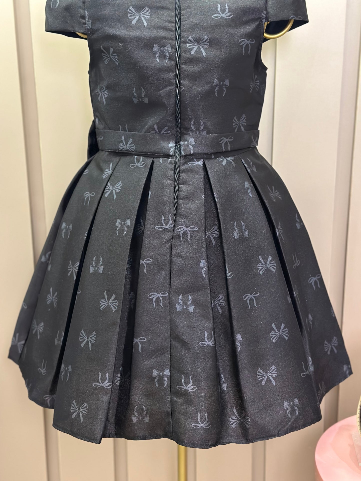 Vestido Infantil Festa Preto Estampa Lacinhos - Mon Sucré