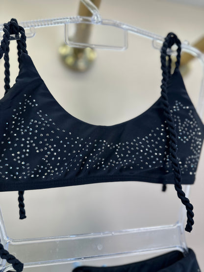 Biquíni Teen Faixinha Lorena Strass Preto - Siri Kids