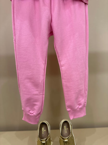 Conjunto Infantil Casaco e Calça Moletom Rosa Girly - Animê Petite