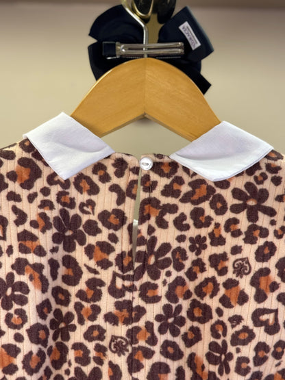 Conjunto Infantil Blusa Estampa Oncinha e Saia-Short Like Leather Preto - Gabriela Aquarela