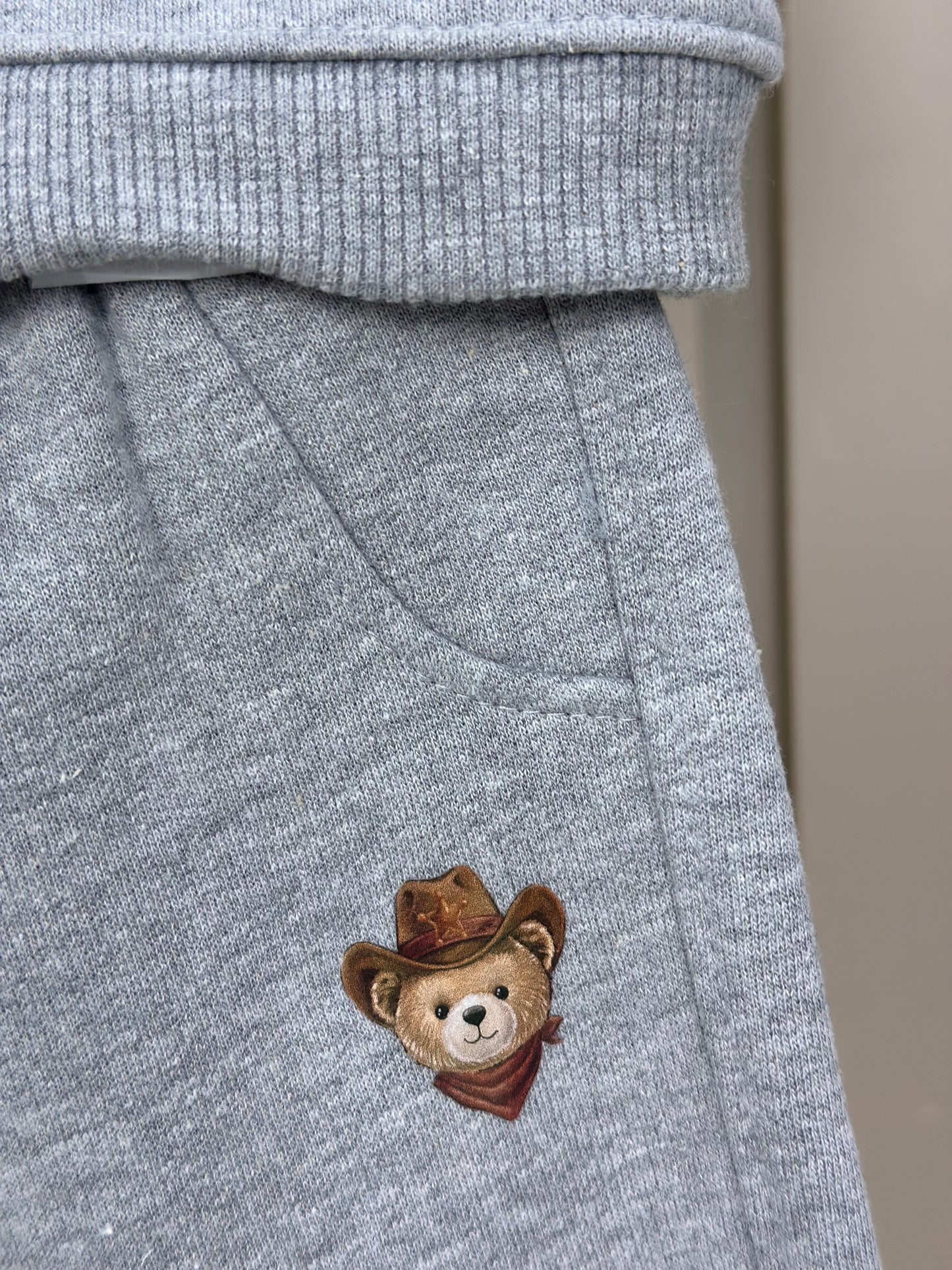 Conjunto Bebê Moletom Agasalho e Calça Teddy Cowboy Cinza - Dame