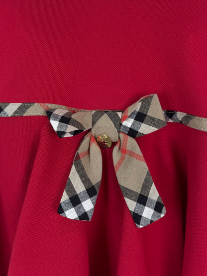 Vestido Bebê Piquet Gola Xadrez Vermelho - Um Mais Um