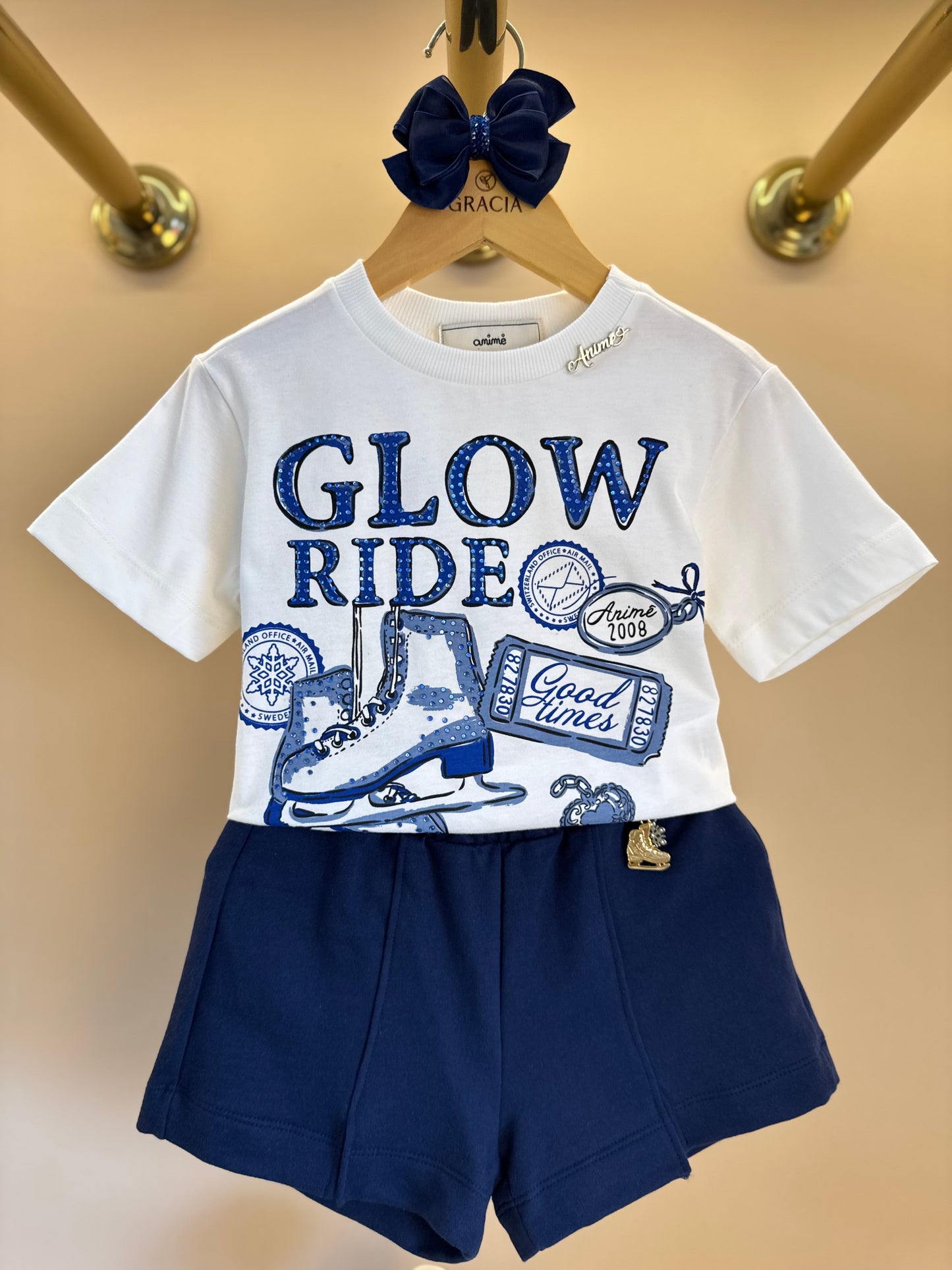 Conjunto Infantil Glow Ride e Shorts Marinho - Animê