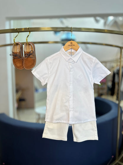 Camisa Infantil MC Oxfordine Branco - Dame
