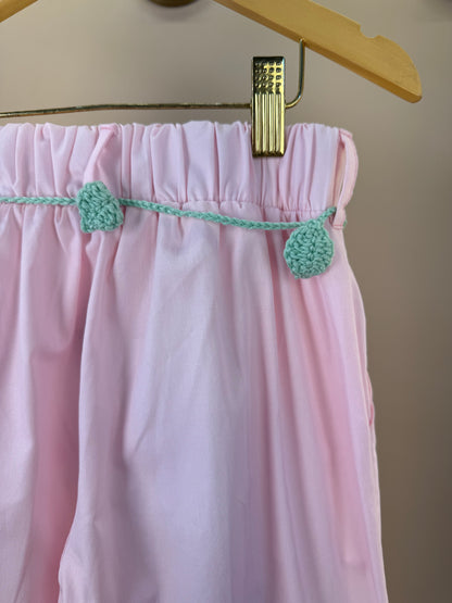 Calça Infantil Wide Leg Cinto de Flores Rosa - Luluzinha