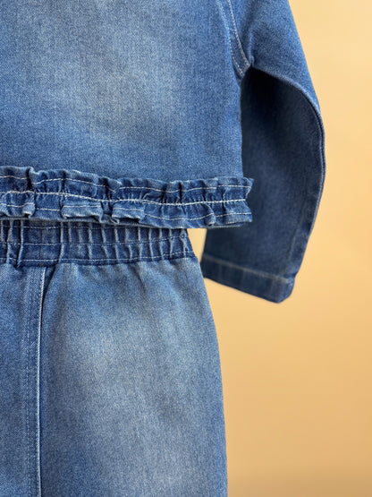 Conjunto Infantil Jaqueta Jeans Ursinho e Calça Jogger Jeans - Gabriela Aquarela