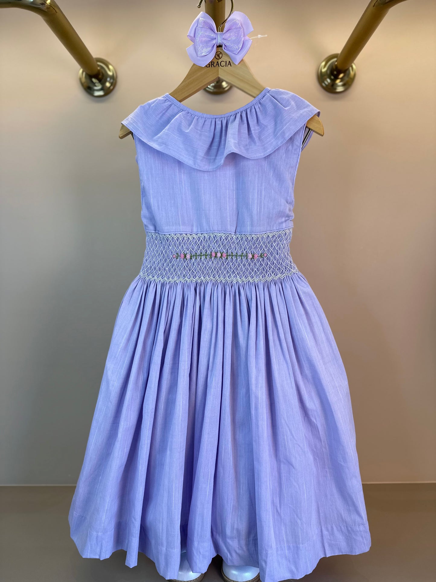 Vestido Infantil Clássico Algodão Isaura Lavanda - Gracia